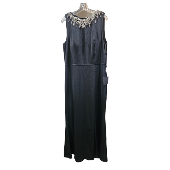 Mac Duggal SLEEVELESS RHINESTONE COLLAR COLUMN GOWN In Black Size 14 New W/ Defe - Picture 4 of 10